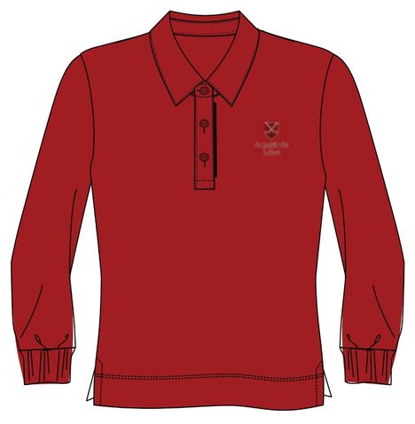 AJ124R - Polo rouge semi-ajusté manches longues