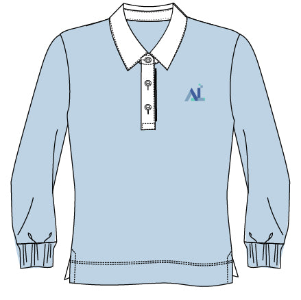 AL124BB - Polo bleu pâle semi-ajusté manches longues