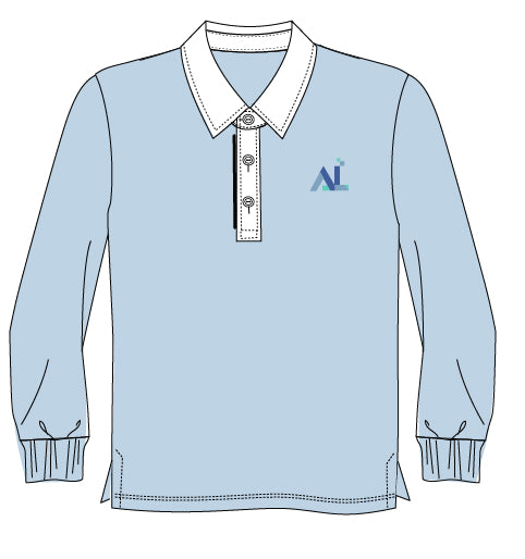 AL126BB - Polo bleu pâle manches longues