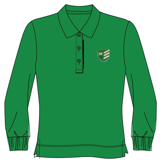 MZ124E - Polo émeraude semi-ajusté manches longues
