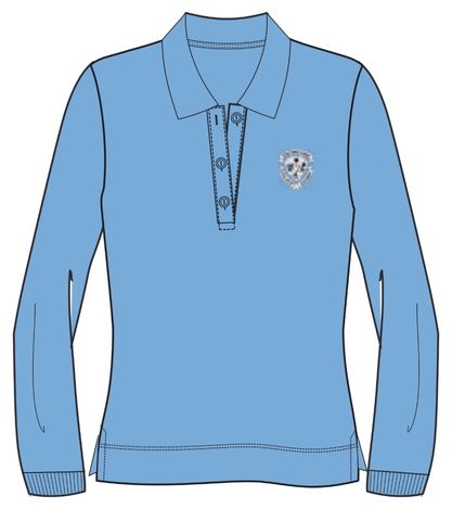 MC2B - Polo bleu semi-ajusté manches longues