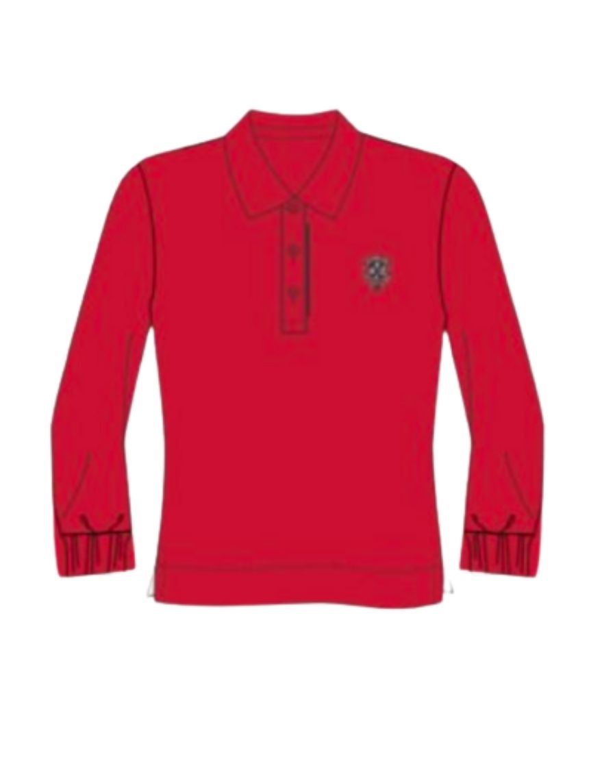 EMC124R - Polo rouge semi-ajusté manches longues
