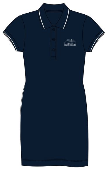 SH515 - Robe marine foncée semi-ajustée manches courtes