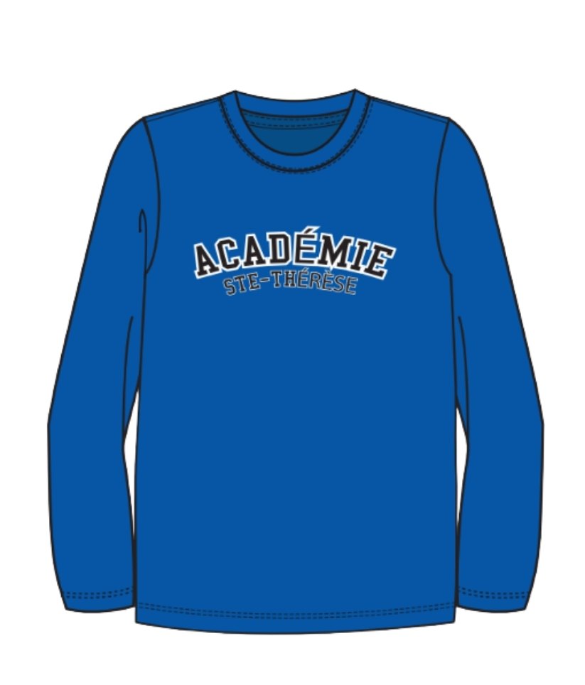 MJ146RO - T-Shirt de sport dry fit royal manches longues (Disponible année scolaire 2025-2026)