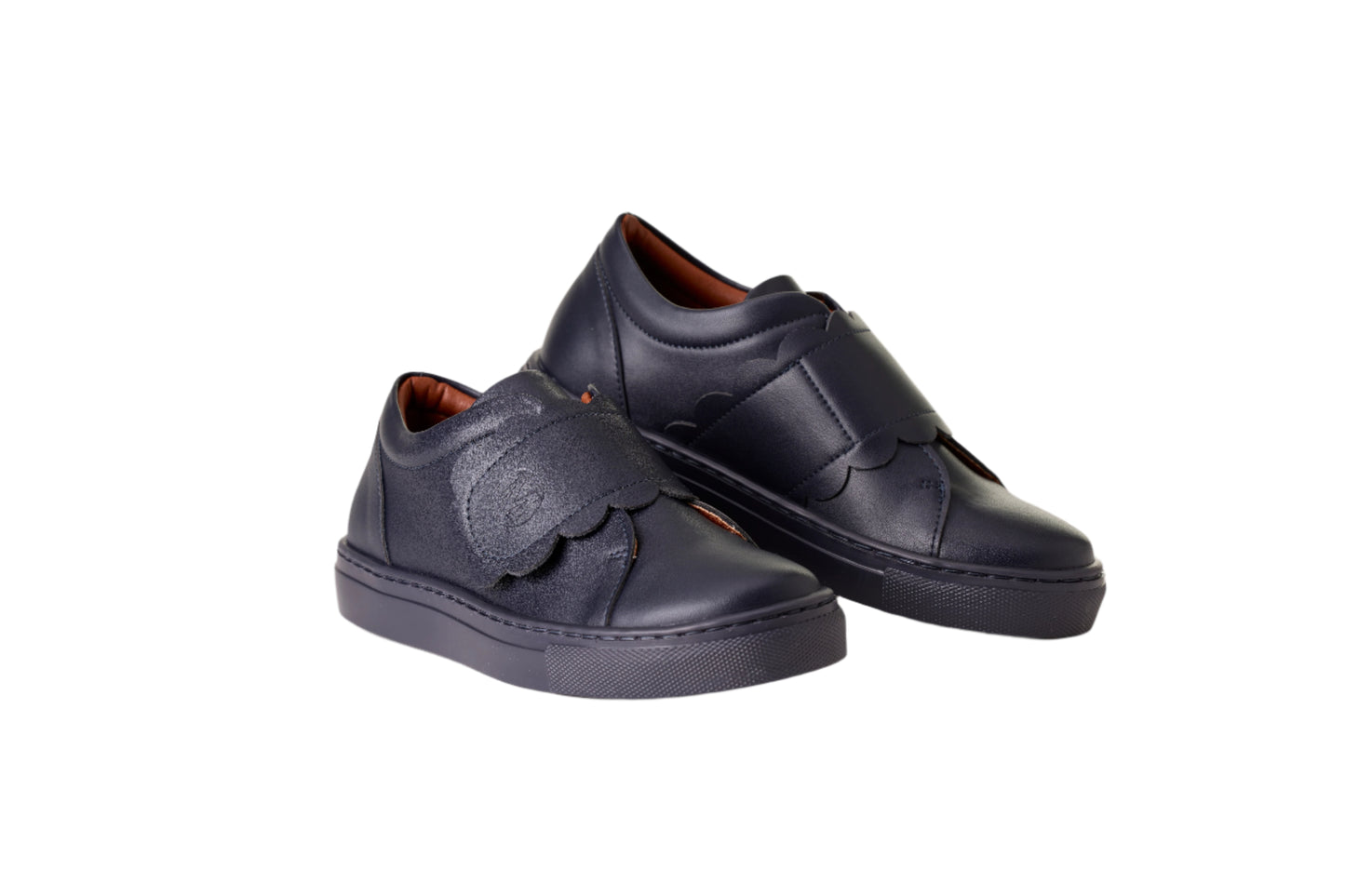 MODFLORE - Sneakers en cuir recyclé avec velcro en frisson marine