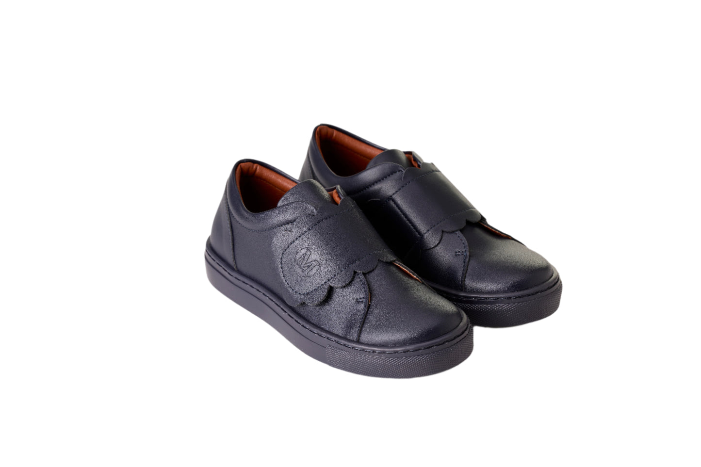 MODFLORE - Sneakers en cuir recyclé avec velcro en frisson marine