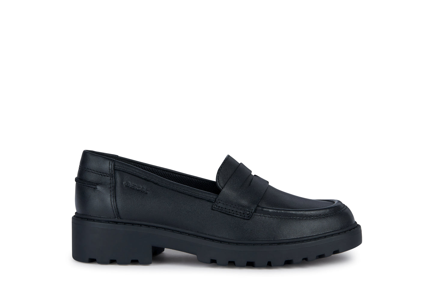 MODCASEY - Mocassins en cuir noir GEOX (Disponible année scolaire 2025-2026)