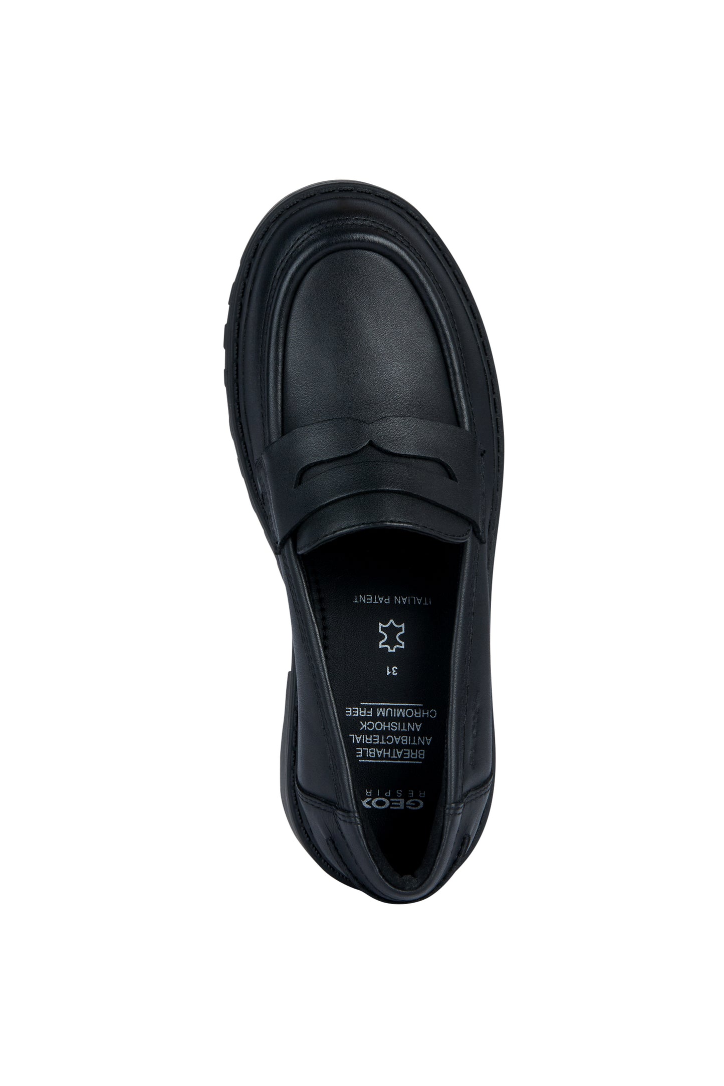MODCASEY - Mocassins en cuir noir GEOX (Disponible année scolaire 2025-2026)