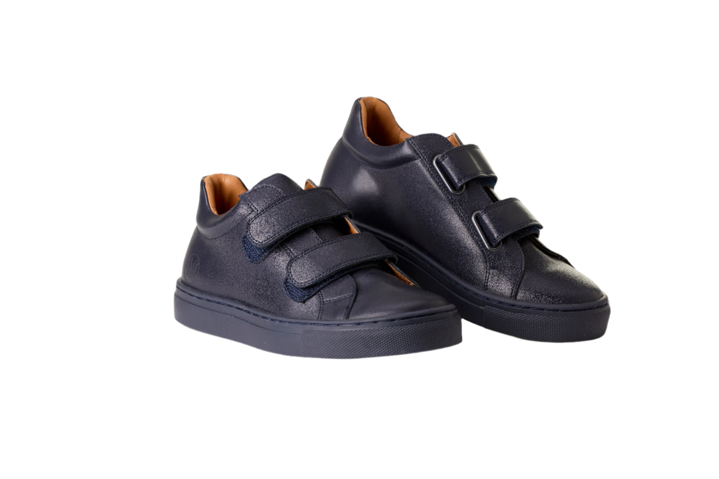 NDSMAX - Sneakers en cuir recyclé marine avec double velcro