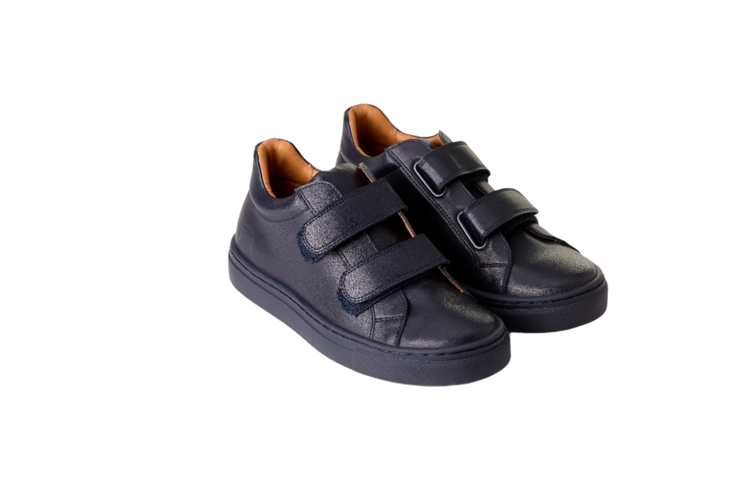 NDSMAX - Sneakers en cuir recyclé marine avec double velcro