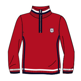 FL135 - Chandail rouge avec encolure fermoir zip