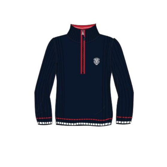 EMC115 - Chandail marine avec encolure fermoir zip