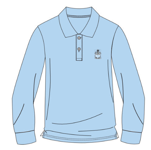 MJ9BB - Polo bleu pâle manches longues