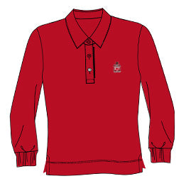 FL124R - Polo rouge semi-ajusté manches longues
