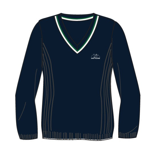 SH86 - Chandail marine manches longues encolure en V