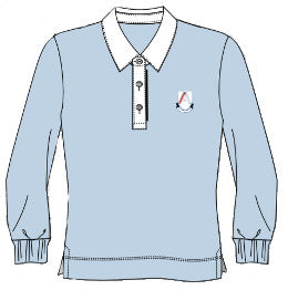 ASC124BB - Polo bleu semi-ajusté maches longues