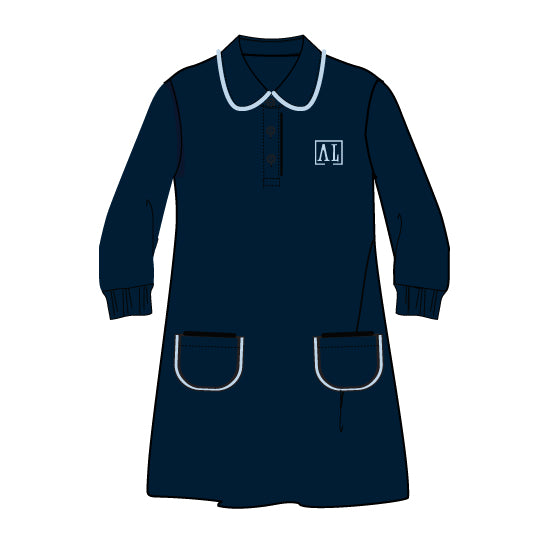 AL128 - Robe marine manches longues fille (Maternelle à 2e année)