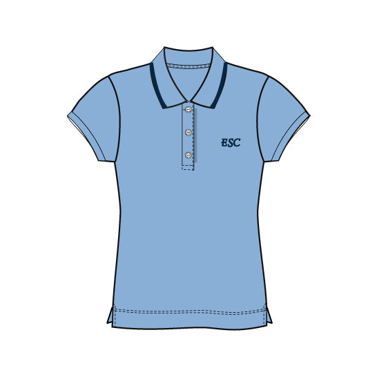 ESC506B - Polo bleu semi-ajusté manches courtes