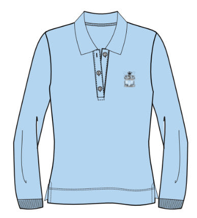 MJ2BB- Polo bleu pâle semi-ajusté manches longues