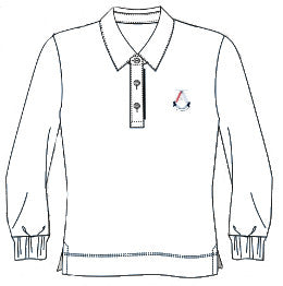 ASC124 - Polo blanc semi-ajusté manches longues