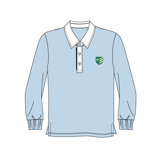 MZ126BB - Polo bleu pâle manches longues