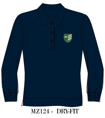 MZ124N - Polo marine dry-fit semi-ajustée manches longues