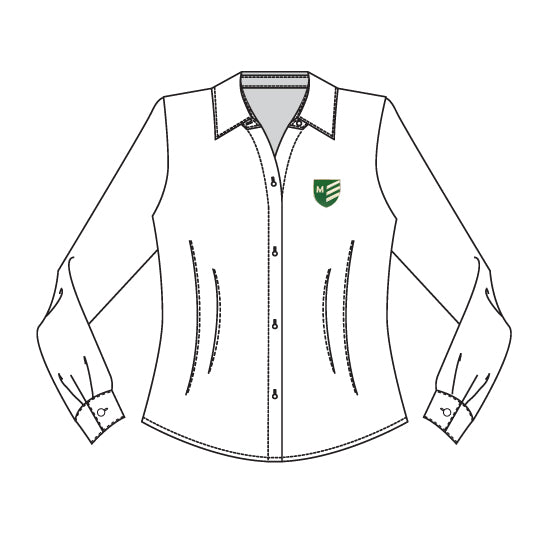 MZ107 - Chemisier blanc semi-ajusté manches longues