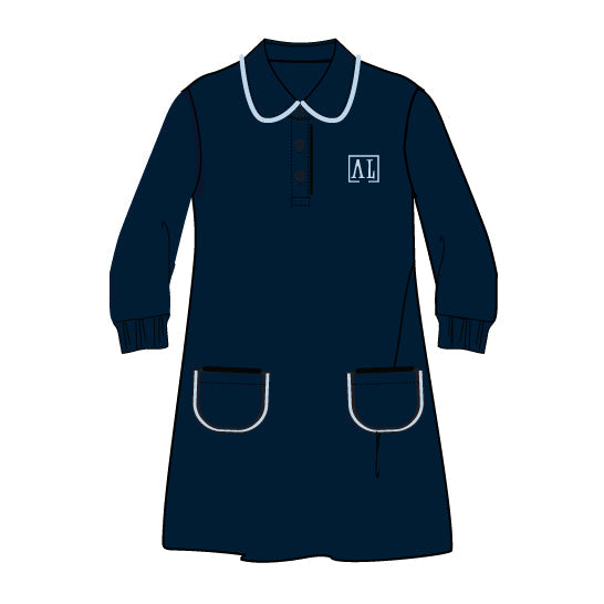 AL128 - Robe marine manches longues fille (Maternelle à 2e année)