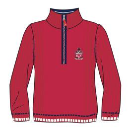 ME115 - Chandail rouge avec encolure fermoir zip