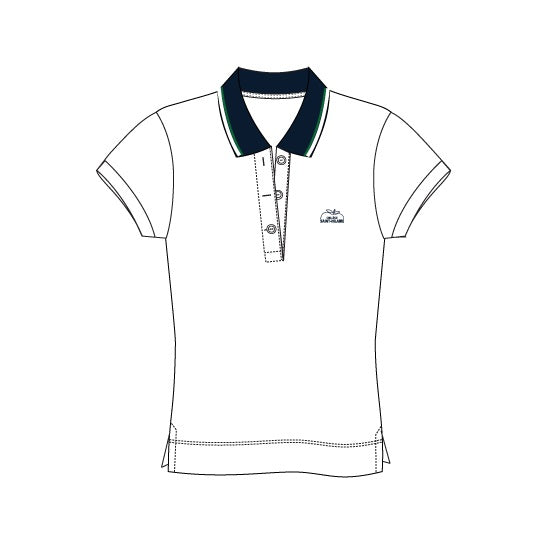 SH506 - Polo blanc semi-ajusté manches courtes collet marine