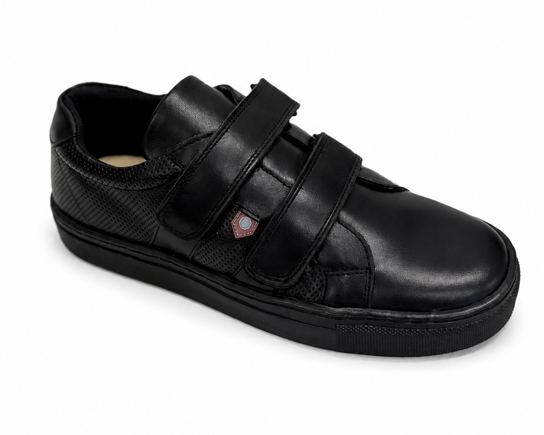 MODJAXON - Sneakers en cuir noir avec double velcro