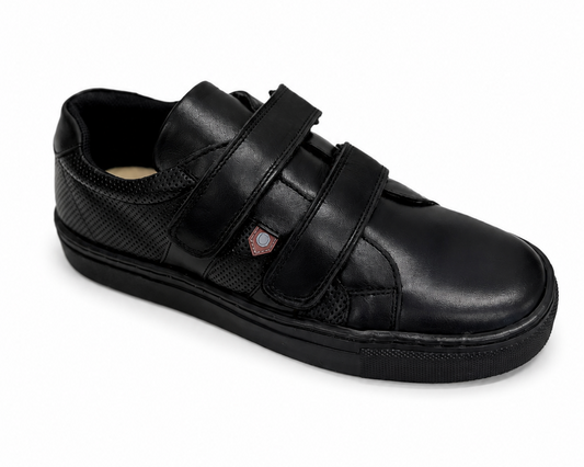 MODJAXON - Sneakers en cuir noir avec double velcro