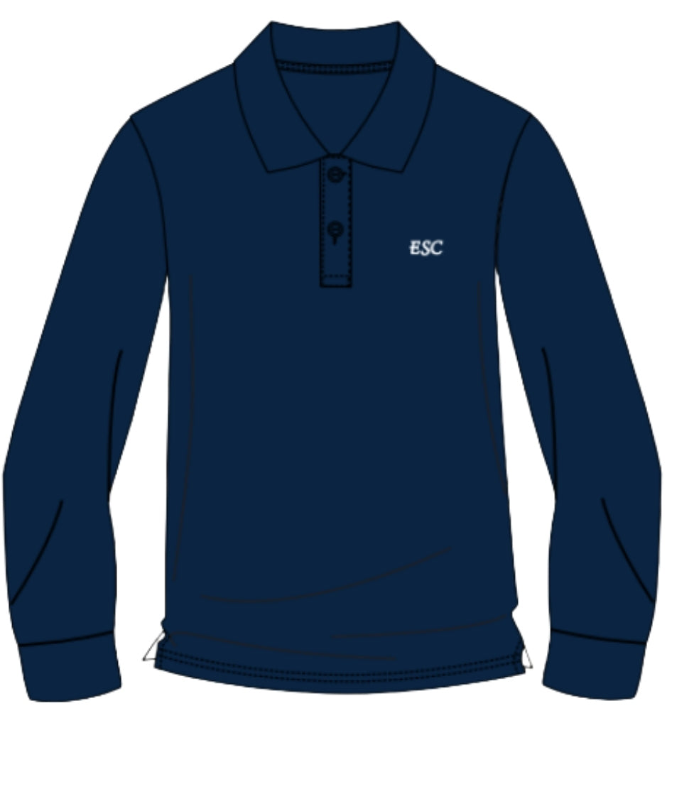 ESC91NL - Polo marine dry-fit manches longues avec logo 50e.